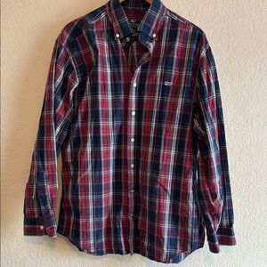 Vineyard Vines Red and Blue Plaid Button Down Shirt